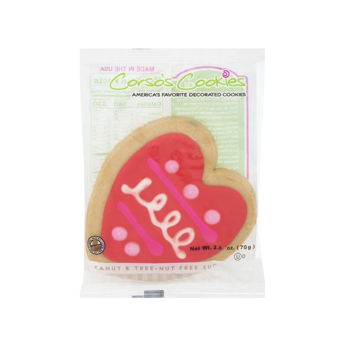 CORSOS COOKIES: Red Heart Decorated Cookie, 2.5 oz
