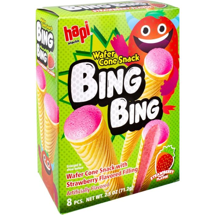 HAPI: Bing Bing Strawberry Wafer Cone Snack, 2.5 oz
