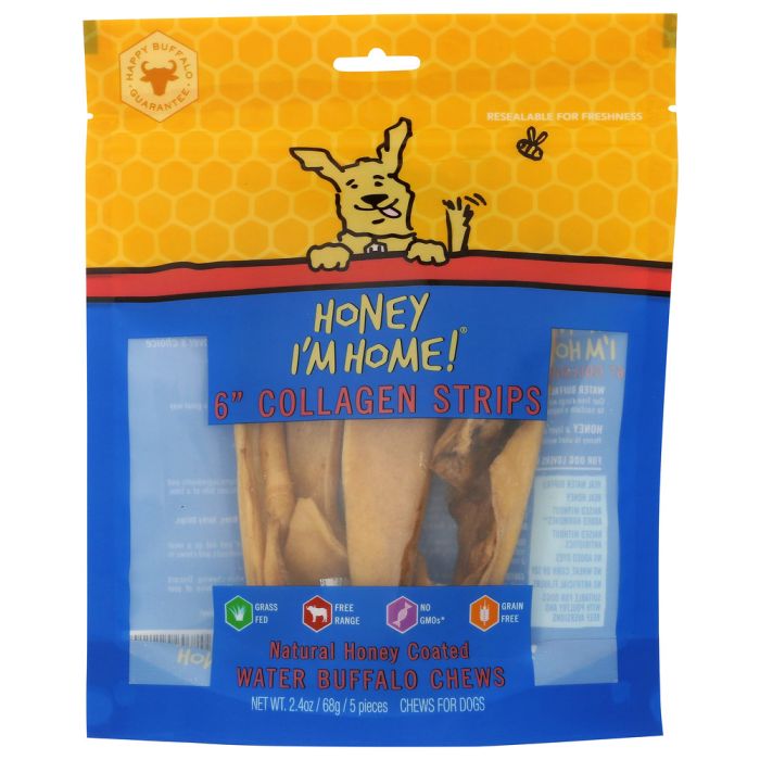 HONEY IM HOME: Collagen Strip Dog Chew 5 Count, 2.4 oz
