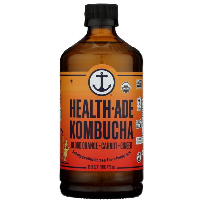 HEALTH ADE: Blood Orange Carrot Ginger Kombucha, 16 oz