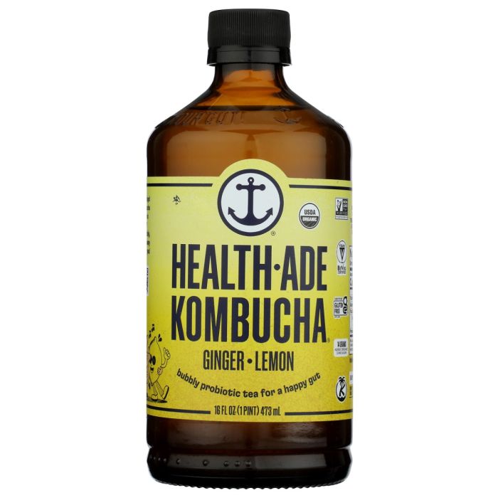 HEALTH ADE: Ginger Lemon Kombucha, 16 oz
