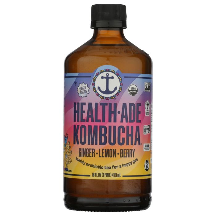 HEALTH ADE: Ginger Lemon Berry Kombucha, 16 fo