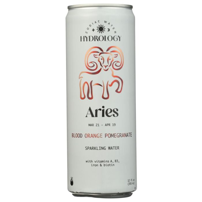 HYDROLOGY ZODIAC WATER: Aries Blood Orange Pomegranate Sparkling Water, 12 fo