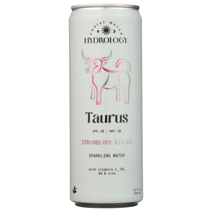 HYDROLOGY ZODIAC WATER: Taurus Strawberry Ginger Sparkling Water, 12 fo