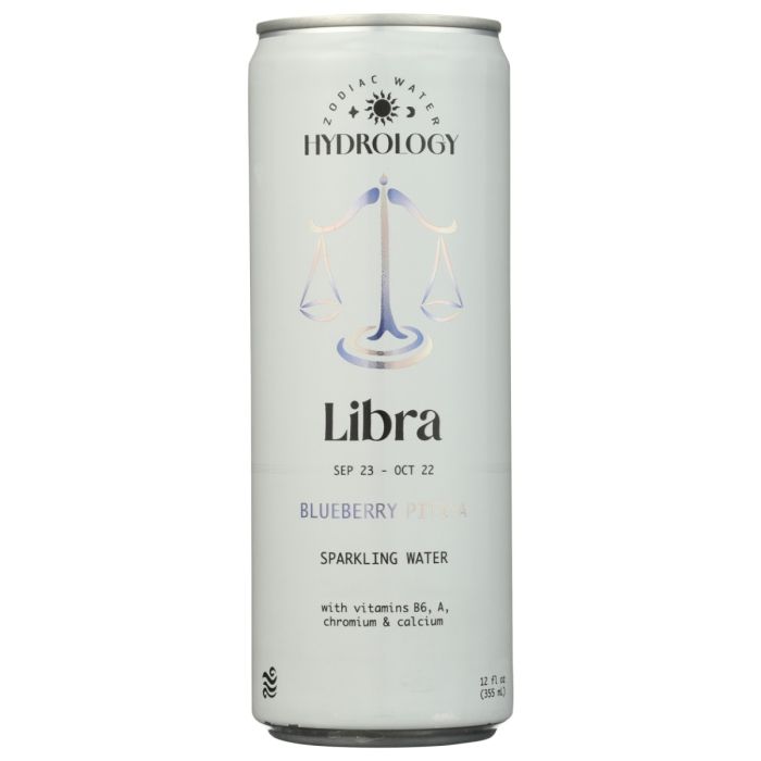 HYDROLOGY ZODIAC WATER: Libra Blueberry Pitaya Sparkling Water, 12 fo