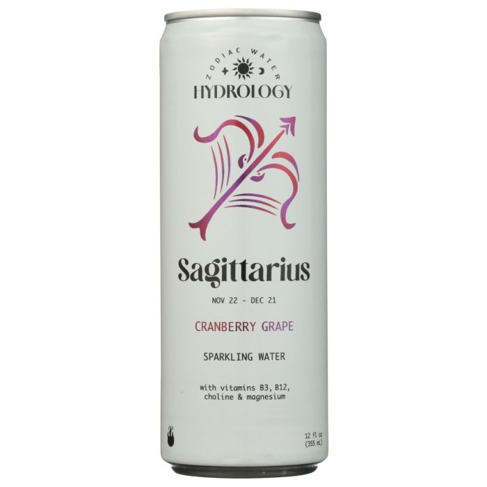 HYDROLOGY ZODIAC WATER: Sagittarius Cranberry Grape Sparkling Water, 12 fo