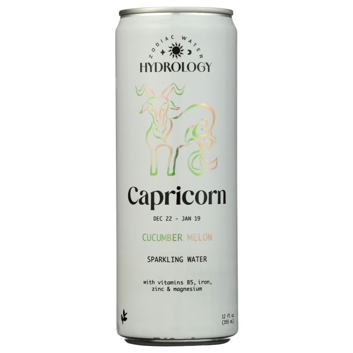 HYDROLOGY ZODIAC WATER: Capricorn Cucumber Melon Sparkling Water, 12 fo