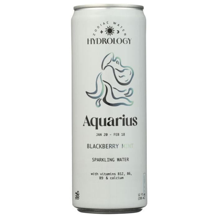 HYDROLOGY ZODIAC WATER: Aquarius Blackberry Mint Sparkling Water, 12 fo