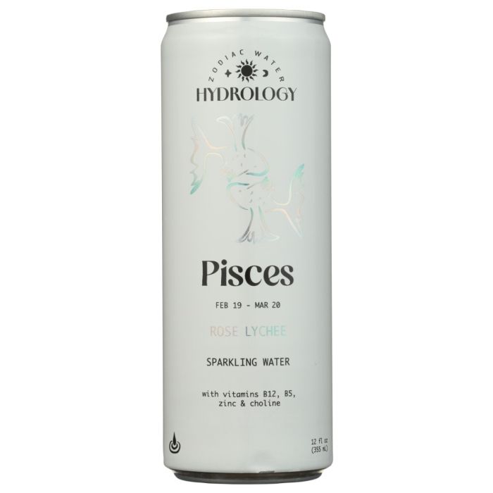 HYDROLOGY ZODIAC WATER: Pisces Rose Lychee Sparkling Water, 12 fo