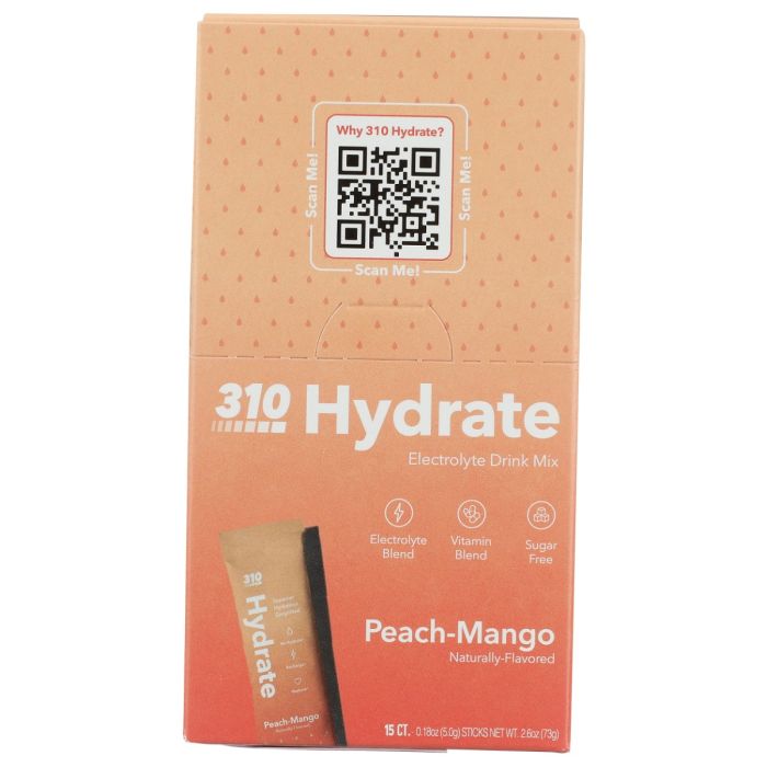 310 NUTRITION: Peach Mango Hydrate 15 Count, 2.6 oz