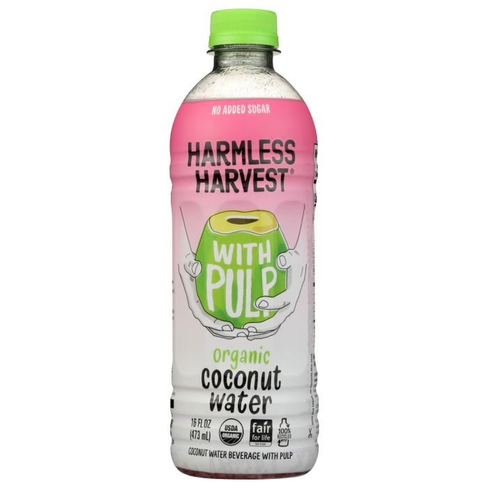 HARMLESS HARVEST: Organic Coconut Water with Pulp, 16 fo
