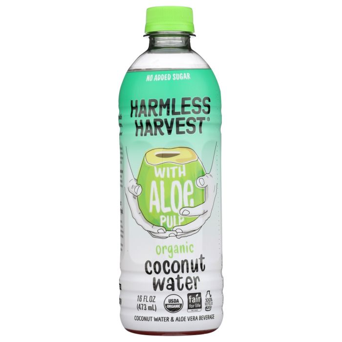 HARMLESS HARVEST: Organic Coconut Water with Aloe Pulp, 16 oz