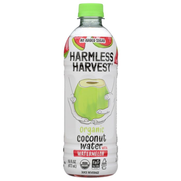 HARMLESS HARVEST: Organic Coconut Water with Watermelon, 16 fo
