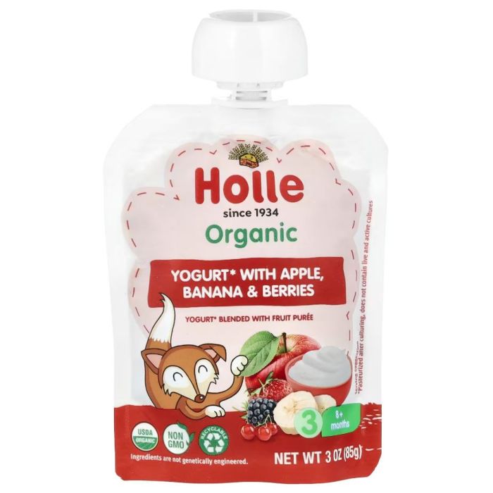 HOLLE: Apple Banana Berry Yogurt Baby Food, 3 oz