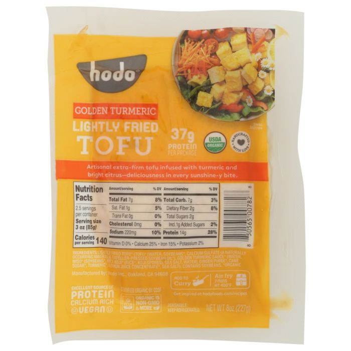 HODO: Lightly Fried Golden Turmeric Tofu, 8 oz