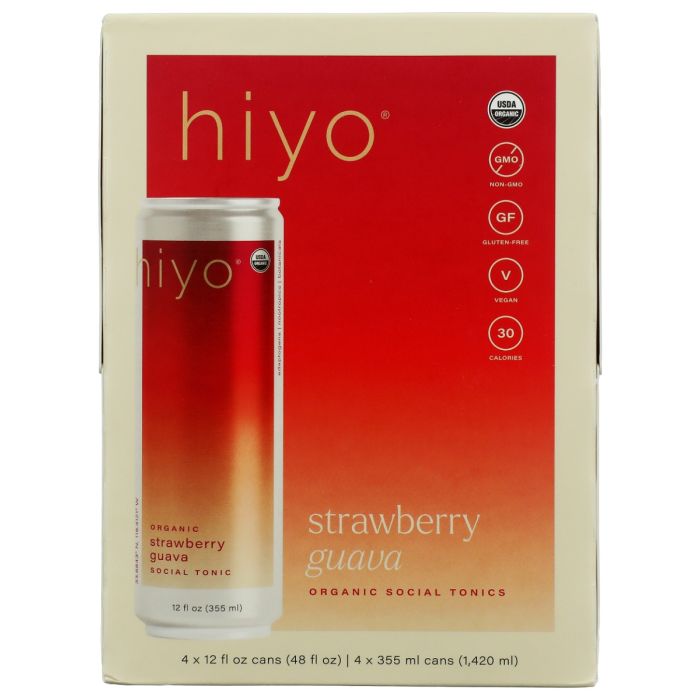HIYO: Organic Strawberry Guava Social Tonic 4 Count, 48 fo