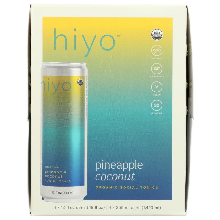 HIYO: Organic Pineapple Coconut Social Tonic 4 Count, 48 fo
