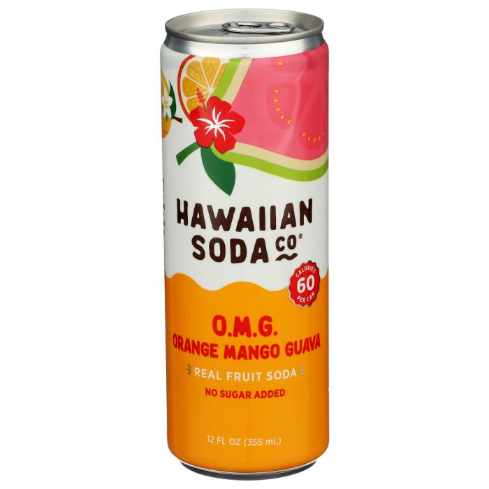 HAWAIIAN SODA CO: Sparkling Orange Mango Guava, 12 fo