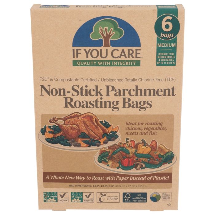 IF YOU CARE: Non-Stick Parchment Roasting Bags Medium, 6 bg