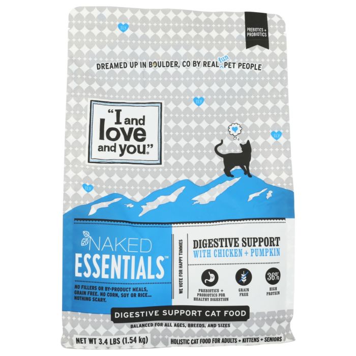 I&LOVE&YOU: Naked Essentials Digestive Support Chicken Pumpkin Cat Food, 3.4 lb