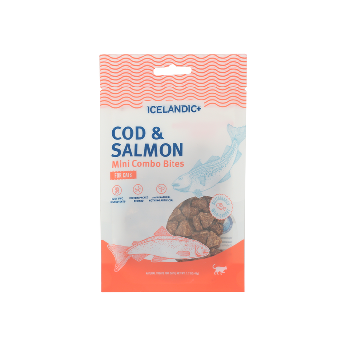 ICELANDIC PLUS: Cod and Salmon Mini Combo Bites Treats for Cats, 1.7 oz
