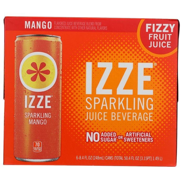 IZZE BEVERAGE: Sparkling Mango Juice 6 Count, 50.4 fo