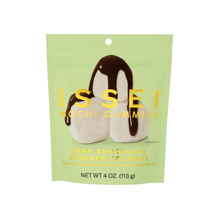 ISSEI MOCHI GUMMIES: Dark Chocolate Covered Coconut Gummies, 4 oz