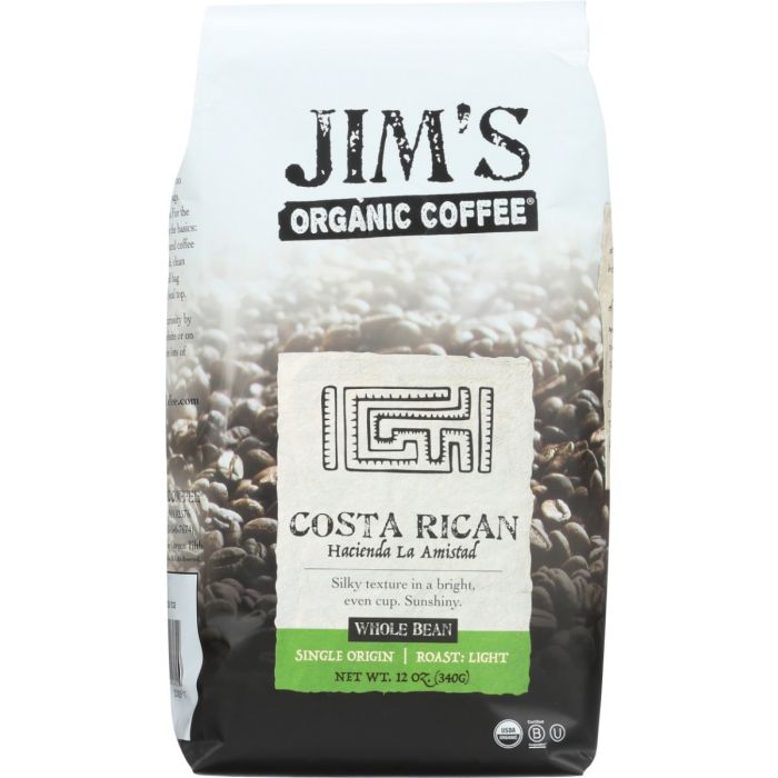 JIMS ORGANIC COFFEE: Costa Rican Light Roast Coffee, 12 oz