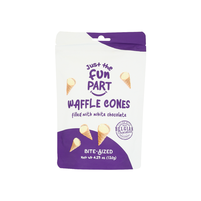 JUST THE FUN PART: White Chocolate Filled Waffle Cones, 4.23 oz