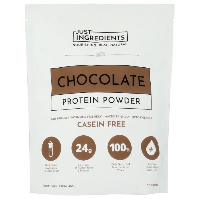 JUST INGREDIENTS: Chocolate Protein Powder, 17.46 oz