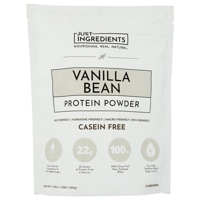 JUST INGREDIENTS: Vanilla Bean Protein Powder, 17.46 oz