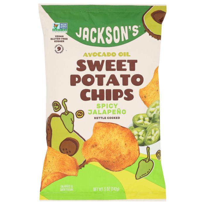 JACKSONS: Spicy Jalapeno Sweet Potato Chips in Avocado Oil, 5 oz