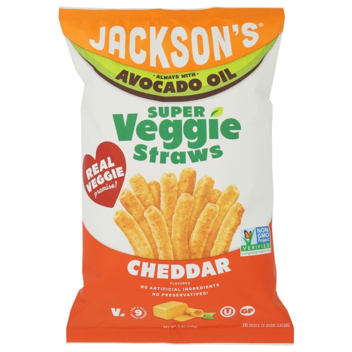 JACKSONS CHIPS: Cheddar Super Veggie Straws in Avocado Oil, 5 oz