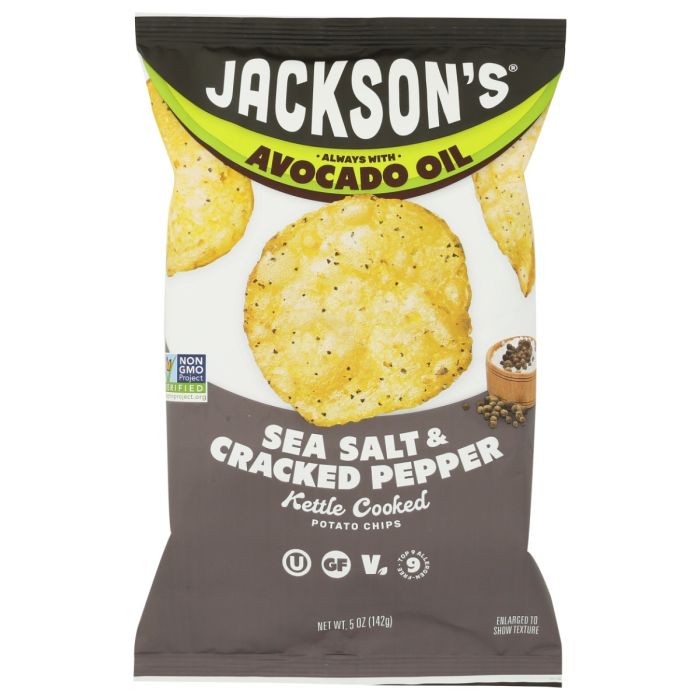 JACKSONS CHIPS: Sea Salt and Cracked Pepper Kettle Chips, 5 oz