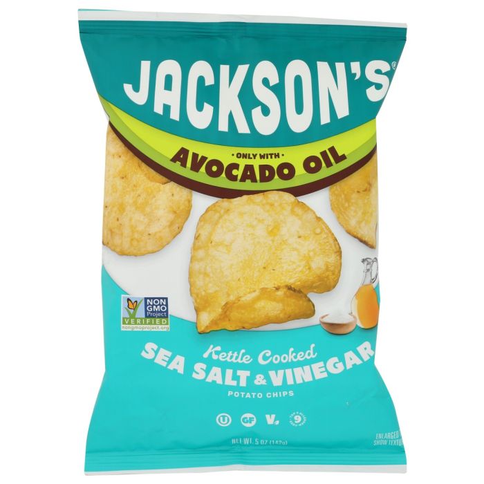 JACKSONS CHIPS: Sea Salt and Vinegar Kettle Chips in Avocado Oil, 5 oz
