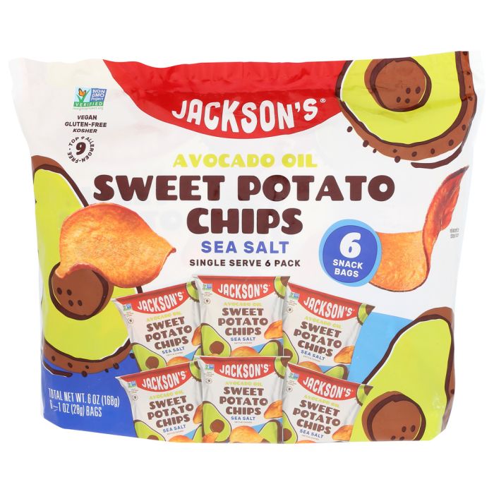 JACKSONS: Sea Salt Sweet Potato Chips in Avocado Oil 6 Count, 6 oz