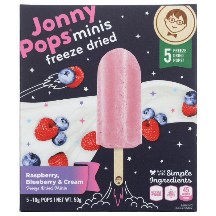 JONNYPOPS: Freeze Dried Raspberry Blueberry and Cream Minis, 50 gm