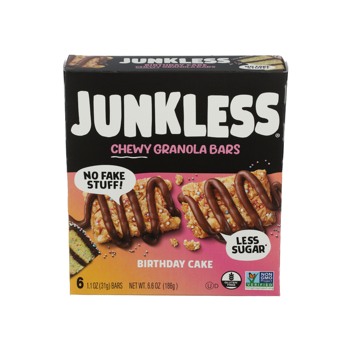 JUNKLESS: Birthday Cake Chewy Granola Bars, 6.6 oz