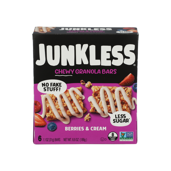 JUNKLESS: Berries and Cream Chewy Granola Bars, 6.6 oz
