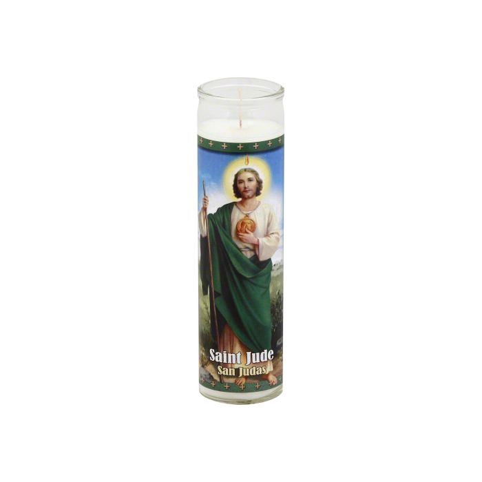 ST JUDE: San Judas White Candle, 1 ea