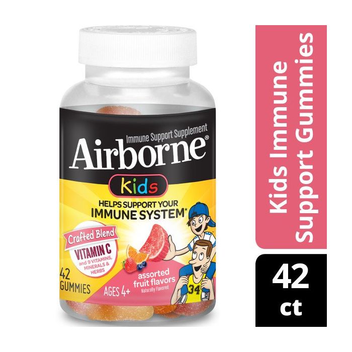 AIRBORNE: Kids Assorted Fruit Flavored Immune Support Gummies, 42 un