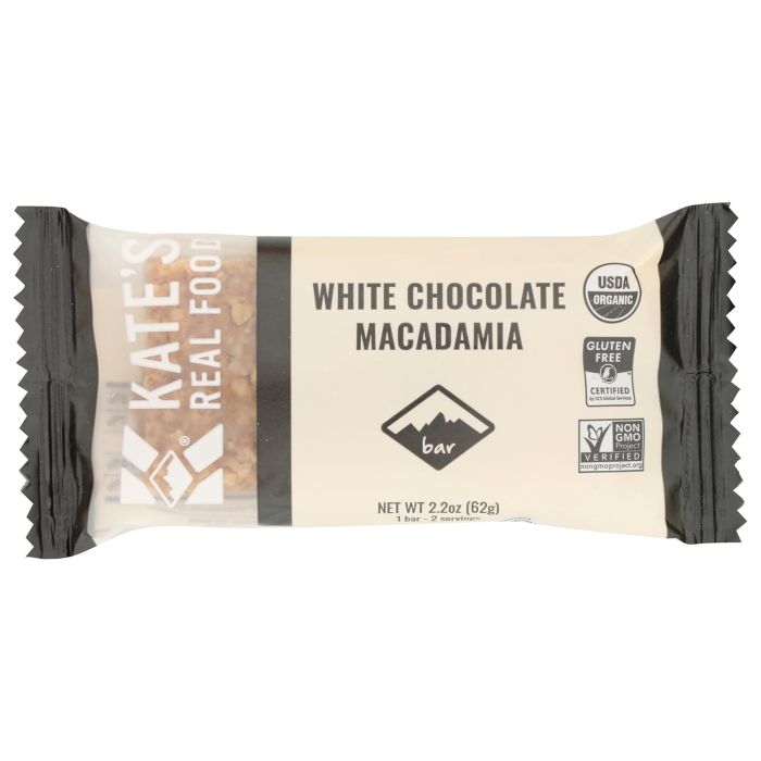 KATES REAL FOOD: White Chocolate Macadamia Bar, 2.2 oz