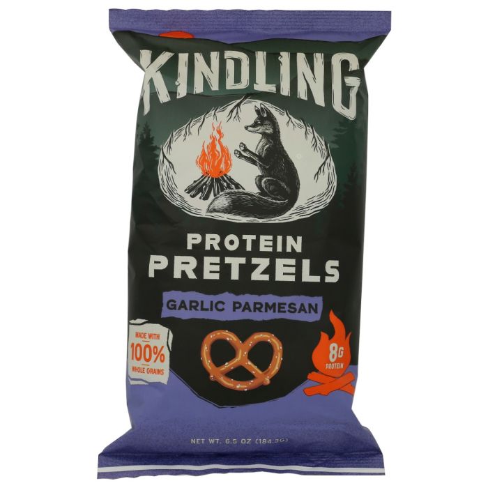 KINDLING SNACKS: Garlic Parmesan Protein Pretzels, 6.5 oz
