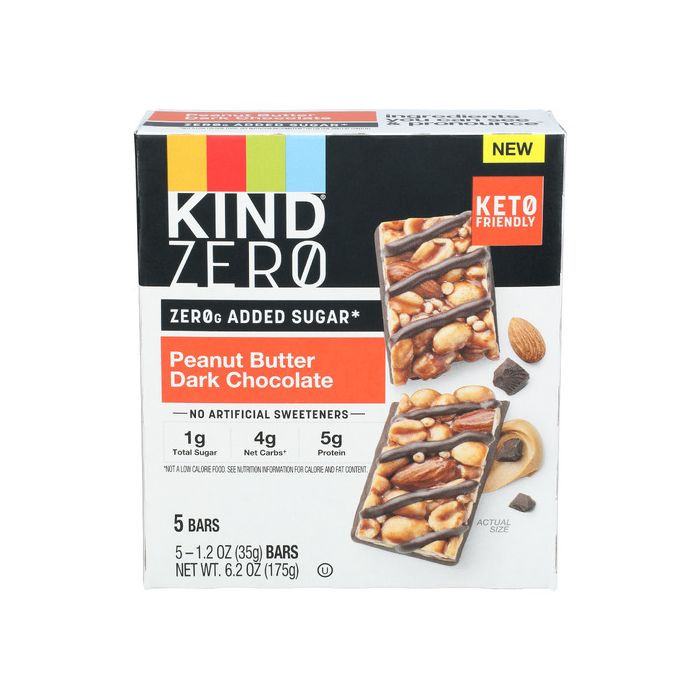 KIND: Peanut Butter Dark Chocolate Zero Added Sugar Bars 5 Count, 6.2 oz