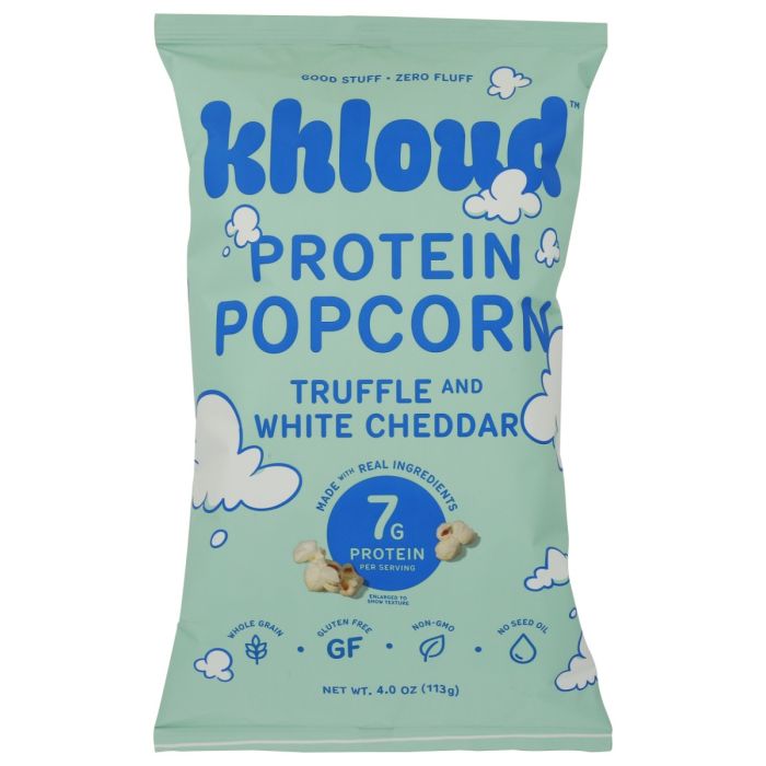 KHLOUD: Truffle and White Cheddar Protein Popcorn, 4 oz