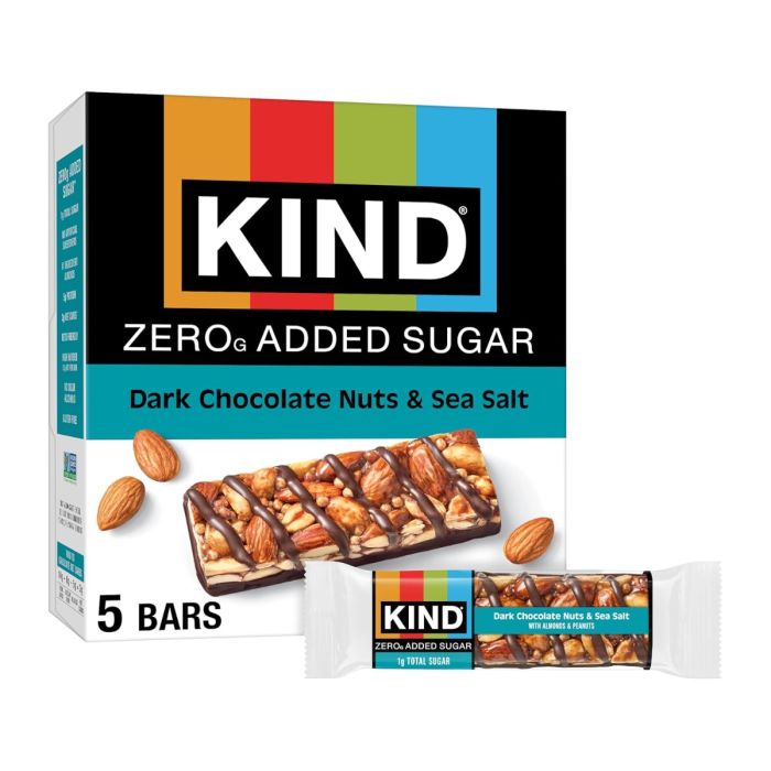 KIND: Dark Chocolate Nuts and Sea Salt Bars 5 Count, 6.2 oz