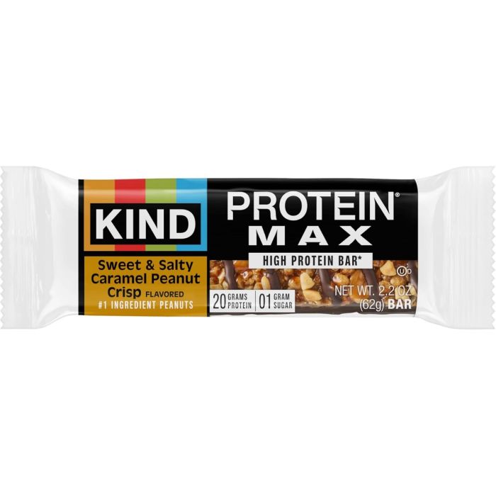 KIND: Sweet and Salty Caramel Peanut Crisp Protein Max Bar, 2.2 oz