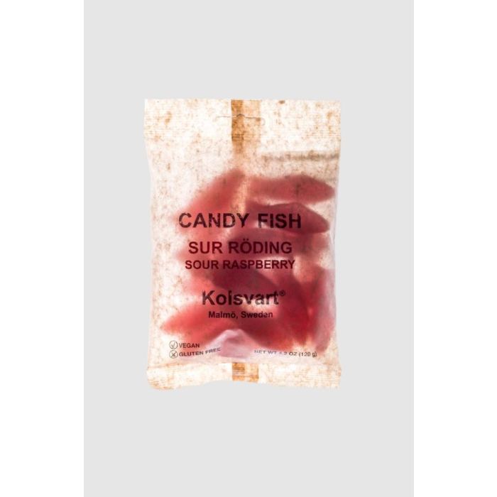KOLSVART: Sour Raspberry Fish Candy, 4.2 oz