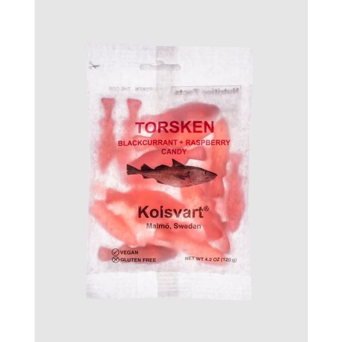 KOLSVART: Blackcurrant and Raspberry Fish Candy, 4.2 oz