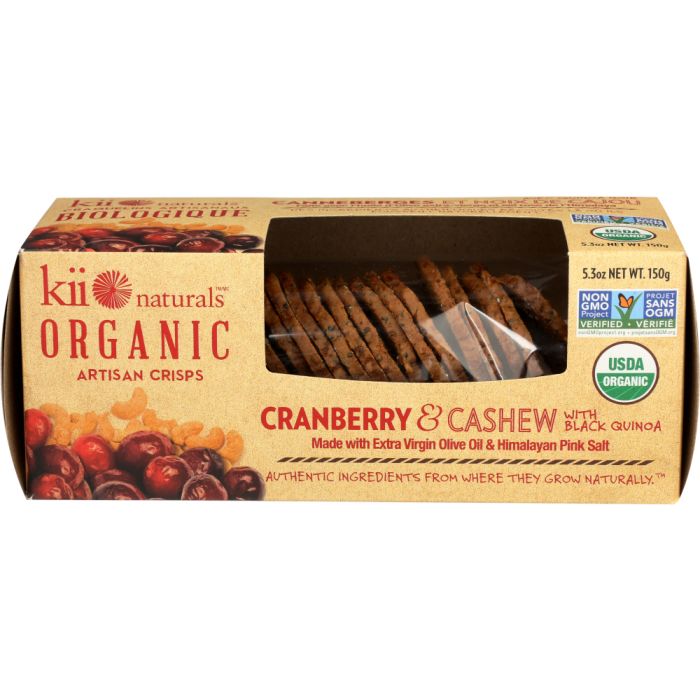 KII NATURALS: Organic Cranberry and Cashew Crisps, 5.3 oz